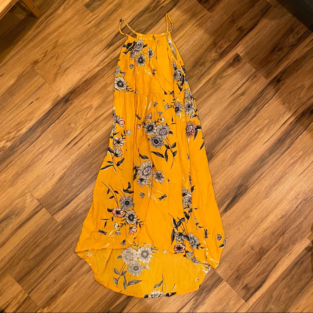 Yellow Floral Spaghetti Strap Sundress